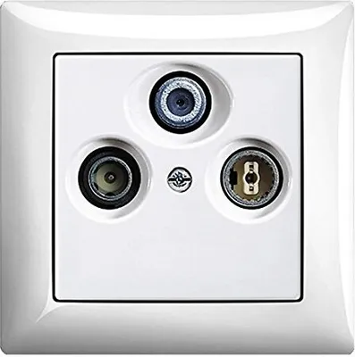 Produktbild von BUSCH JÄGER Komplettset/Antennensteckdosen-Einsatz Radio/TV/SAT (**) WISI Triax FS 302 F + 1fach Rahmen und Abdeckung, alles in Busch Jäger Balance SI Alpinweiß
