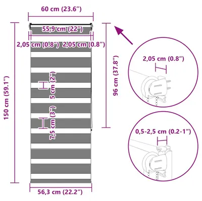 Produktbild von vidaXL Doppelrollo Weiß 60x150 cm Stoffbreite 55,9 cm Polyester