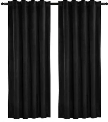 Image de Rideaux occultants en velours 140 x 270 cm, noirs, isolants