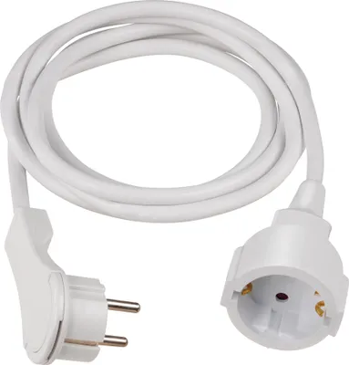 Produktbild von as-Schwabe PVC Schuko-Verlängerungskabel 2m Flachstecker 230V 16A Weiß IP20
