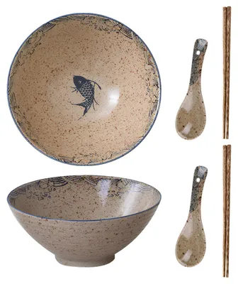 2er-Set Ramenschalen aus Keramik, 1200 ml, Japanisch