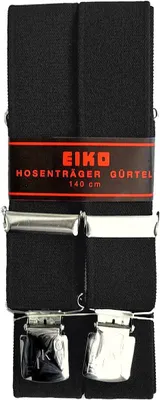Produktbild von Hosenträger Zacken-Klip uni 36mm, Lederrücken 1561_74 - Eiko schwarz (40) Gr. 150
