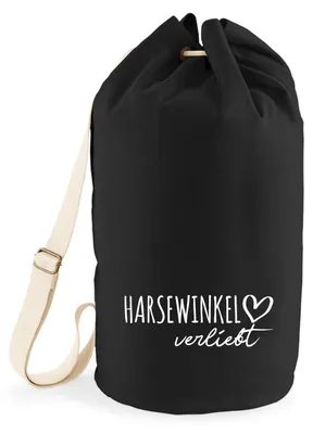 Produktbild von Huuraa Seesack Harsewinkel verliebt 20 Liter Black Baumwolle Rucksack Geschenkidee