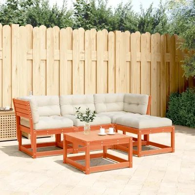 Produktbild von 4tlg. Garten-Lounge-Set mit Kissen Wachsbraun Massivholz Kiefer 3216912