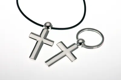Produktbild von Schlüsselanhänger Kreuz inklusive Kautschukband versilbert 2,5 x 4,0 cm