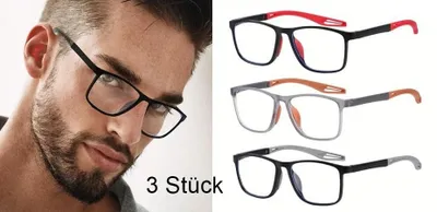 Produktbild von GKA 3 Stück leichte hochwertige Lesebrillen 1,5 Brille Lesebrille mit Vollrahmen flexible Bügel in 3 Farben
