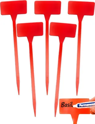 Pflanzenstecker 5er-Set, Kunststoff, 30 cm, rot, wetterfest