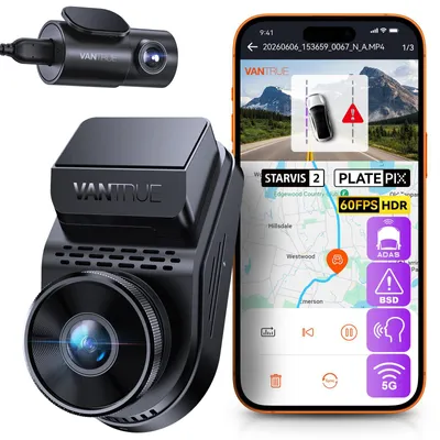 Zdjęcie produktu dla Wideorejestrator samochodowa przód i tył - 2,7K+1080p 60 fps - Wi-Fi 5 GHz GPS - Starvis 2 - 512 GB