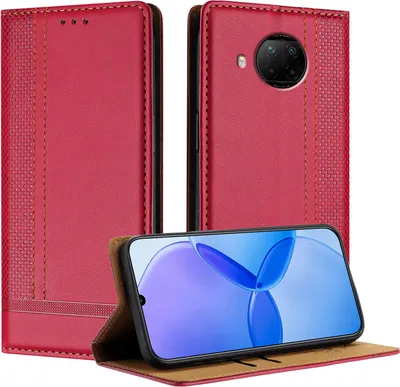 Immagine prodotto di Custodia per Xiaomi Redmi Note 9 Pro in pelle con funzione stand rosso