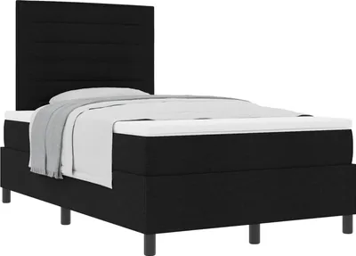 Zdjęcie produktu dla Łóżko sprężynowe z materacem Czarny 120 x 190 cm tkanina