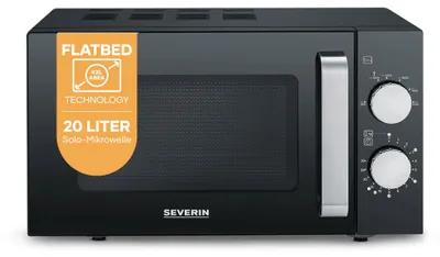 Produktbild von Severin MW 7761, Arbeitsplatte, Solo-Mikrowelle, 20 l, 800 W, Drehregler, Schwarz, Edelstahl