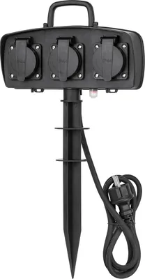 Produktbild von Rebel URZ3259, Steckdosenleiste für den Garten, 3 Steckdosen, IP44, 1,5 m, schwarz