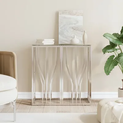 Obrázok produktu pre The Living Store Konzolový stolík 70x30x70 cm z nehrdzavejúcej ocele a skla