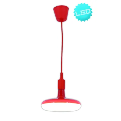 Image de Suspension Näve avec ampoule plate LED E27 rouge "Ufo" - textile/silicone/plastique - Couleur : rouge ; 6096921