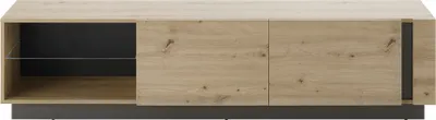 Produktbild von Großes TV-Lowboard CARDIFF-61 in Eiche Artisan Nb. mit Absetzungen in Graphit grau, B/H/T: ca. 188/46/40 cm