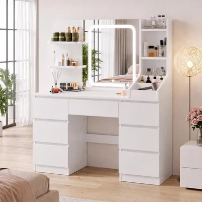 Productafbeelding van JUMMICO Make-up tafel met LED-spiegel en dimfunctie, grote make-up tafel