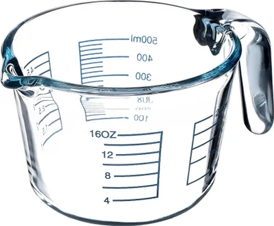 Image de Verre doseur de cuisine - Mesure - 0,5 l - Avec échelle graduée - Pour la pâtisserie et la cuisine