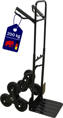 Produktbild von Klappbarer Treppensteiger ODIN ALL BLACK mit pannensicherer Vollgummibereifung | Traglast 200kg  | HxBxT 111x60x43cm | Schwarz | Treppensackkarre Transportkarre Staplerkarre