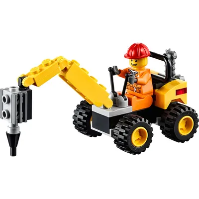 Produktbild von LEGO 30312 Pressluftbagger Polybag  LEGO Anzahl Anleitungen: 1, Anzahl Minifiguren: 1, Anzahl Teile: 40, Thema: LEGO City, Gewicht: 0.04 KG, Altersberatung: 5+, Veröffentlicht in: 2015, Verpackungsmaße (lxbxh): 17 x 16 x 1 cm, Zahl: 30312-1, EAN: 5702015357647