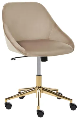 Produktbild von BELIANI Bürostuhl Taupe Samtbezug Bremsbare Rollen Gasdruckfeder Höhenverstellbar Drehbar Ohne Armlehnen Modern Drehstuhl Arbeitshocker