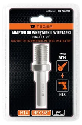 Produktbild von Adapter für Schraubendreher und Bohrmaschine M14 Sechskant 3/8" / TEGER