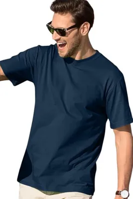 Produktbild von Herren-T-Shirt für den Sommer, 100% Baumwolle, unbedruckt, einfarbig, 145g/m2, Farbe dunkelblau, Größe 2XL