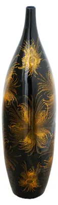 Productafbeelding van Zwarte keramische vaas met gouden vuurwerkdesign - 51 cm