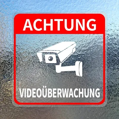 Zdjęcie produktu dla Naklejka ostrzegawcza "Monitoring wideo" - 15 x 15 cm, 5 sztuk, czerwona