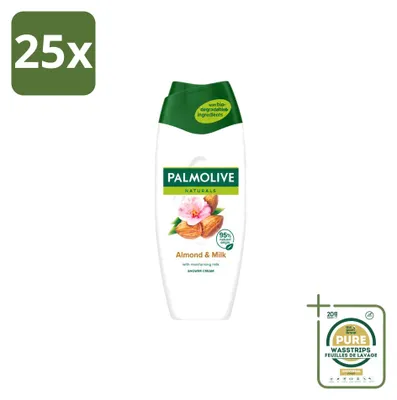 Productafbeelding van 25 x Palmolive Naturals Douchecrème Amandel & Melk - 500 ml - Voorraadverpakking - 25 stuks
