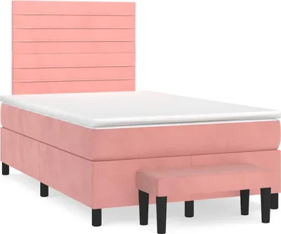 Immagine prodotto di Letto a molle con materasso rosa 120x190 cm in velluto