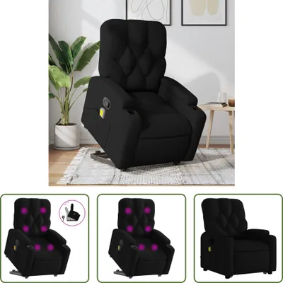 Produktbild von The Living Store Massagesessel mit Aufstehhilfe Schwarz Stoff