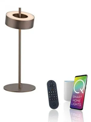 Obrázok produktu pre Stolná lampa PAUL NEUHAUS LED Q-ROTATE, tmavohnedá, Smarthome ZigBee, 2700–5000 K, číslo dielu 4324-34