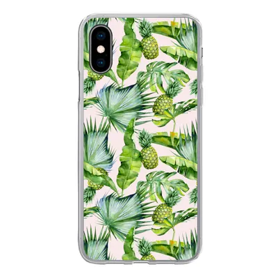 Produktbild von MuchoWow® Handyhülle Schutzhülle Hülle für iPhone X Blätter - Ananas - Muster Silikon Softcase Handy Hülle - Handyhülle