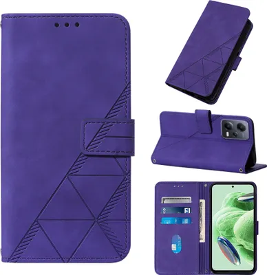 Produktbild von Hülle für Xiaomi Poco X5 /Redmi Note 12 5G Prägung Flip Leder Kartenfächer Schutzhülle mit Ständer Lila