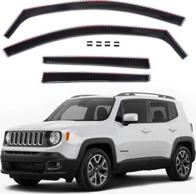 Produktbild von J&J AUTOMOTIVE | GP Windabweiser Für Jeep Renegade ab 2014 4tlg, GP Regenabweiser, Schwarz, Getönt, Aerodynamisch, Einfache Montage, Befeistigung mit Clips