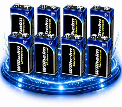 Produktbild von 8 x Wilhelm Universal 9V Block Batterien auch für 10 Jahres Rauchmelder geeignet Longlife Blockbatterie für maximale Lebensdauer 6LR61 9 Volt