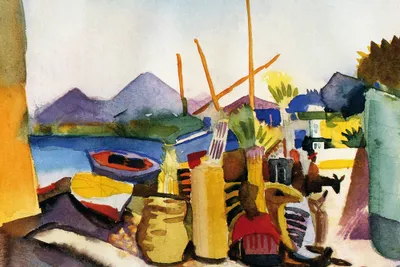 Produktbild von August Macke Kunstdruck Bild - Landschaft Bei Hammamet, 1914 (80 x 120 cm)
