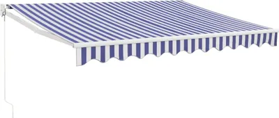 Produktbild von Hochwertige Markise Einziehbar Blau und Weiß 3,5x2,5 m Stoff und Aluminium, Markisen DE13185