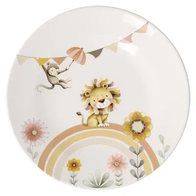 Produktbild von Villeroy & Boch Boho Kids Roar like a Lion Kindergeschirr Komplettset 4-teilig – Teller, Suppenteller, Müslischale & Becher