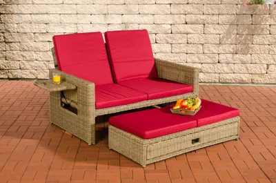 Produktbild von CLP Polyrattan Sofa Ancona 5mm natur Polsterfarbe Rubinrot