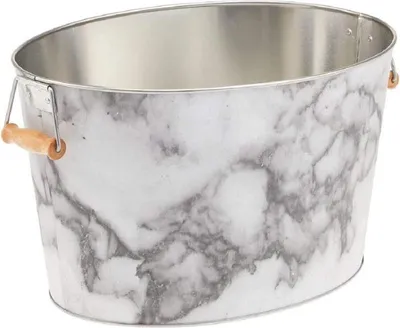 Produktbild von mDesign Flaschenkühler Getränkewanne Getränkekühler Metall 18 Liter Weiß / Grau