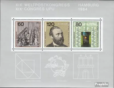 Produktbild von Briefmarken BRD (BR.Deutschland) 1984 Mi Block19 (kompl.Ausgabe) postfrisch Weltpostkongreß / Bl.19