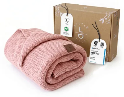 Produktbild von Baby Strickdecke, %100  Baumwolle, Atmungsaktiv, 80x100cm, Rosa