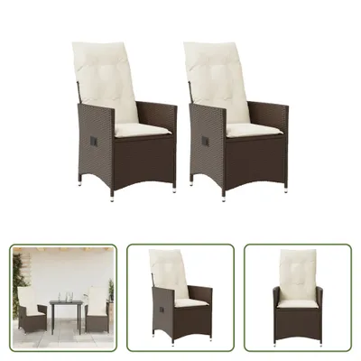 Produktbild von The Living Store Gartensessel mit Kissen 2 Stk. Verstellbar Braun Poly Rattan