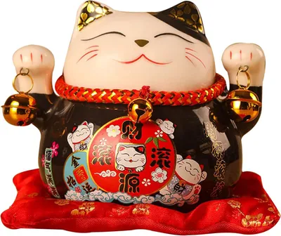 Productafbeelding van Spaarpot Gelukskat 11 cm - Maneki Neko Keramiek - Japanse Wenkkat - Cadeau - Feng Shui