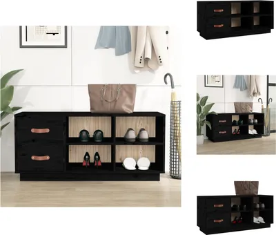 Obrázek produktu pro vidaXL Lavice na boty černá 100x34x45 cm z masivního borovicového dřeva - Botníky a skříně