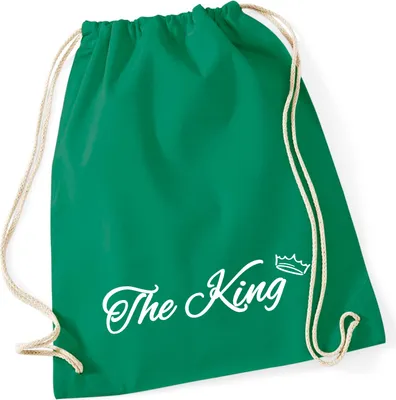 Produktbild von Huuraa Turnbeutel The King Krone 12 Liter Kelly Green Baumwolle Rucksack Geschenkidee