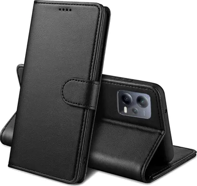 Produktbild von Hülle für Xiaomi Redmi Note 12 5G - Schwarze Brieftasche Klappe Magnetisiert Aufbewahrung Karten Handyhülle Phonillico®