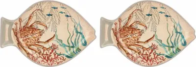 Image de Rose&Tulipani Sea Life lot de 2 assiettes 33 x 23 cm R133201PEM