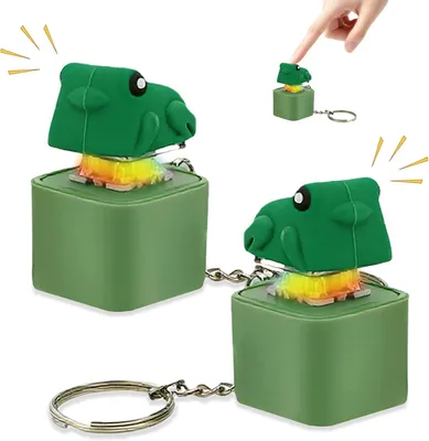 Produktbild von Fidget Schlüsselanhänger 2er Set, Ente und Frosch, mit Licht und Ton, für unterwegs
